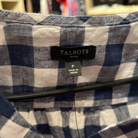 Talbots, Petite Size P, Blue and white sleeveless top - Picture 3 of 4